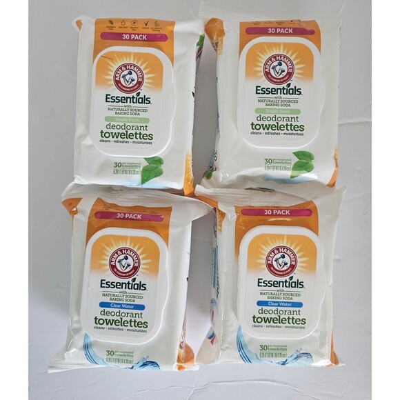 Arm & Hammer Deodorant Towelettes (4 packs ) 30 Ct Each Pack - Picture 1 of 2